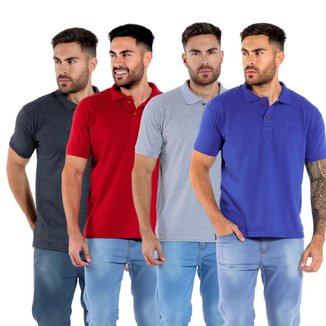 Kit 4 Camisa Polo Masculina Piquet