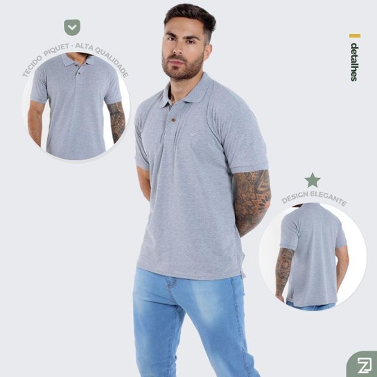 Kit 4 Camisa Polo Masculina Piquet