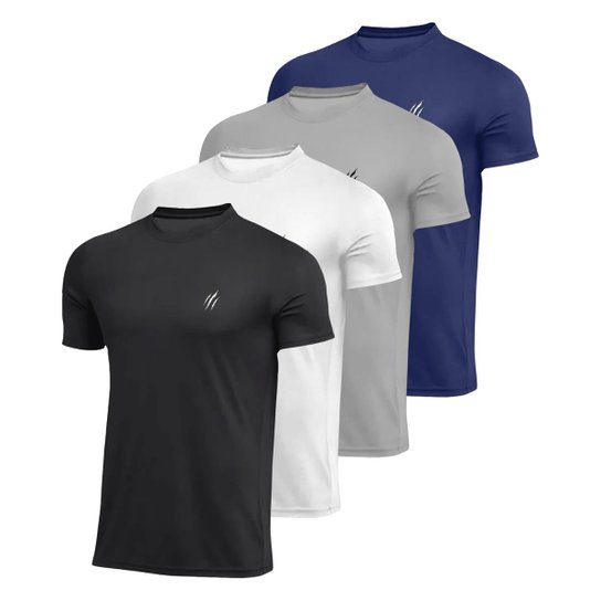 Kit 4 Camiseta Camisa Masculina Manga Curta Dry Esportivo Corrida Malhar Musculação Academia Treino