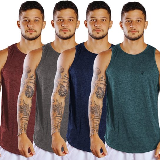 Kit 4 Camiseta Masculina Regata Dry Passeio e Treino Premium