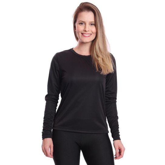 Kit 4 Camisetas Feminina Manga Longa Segunda Pele Térmica Proteção Solar UV 50