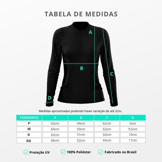 Kit 4 Camisetas Feminina Manga Longa Segunda Pele Térmica Proteção Solar UV 50