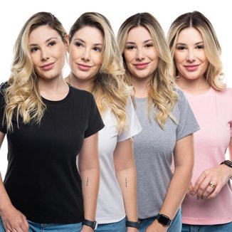 Kit 4 Camisetas Feminina Tshirt Manga Curta Basica Lisa