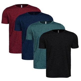 Kit 4 Camisetas Masculina Dry Academia Treino Plus Size - G4 - Preto-Chumbo-Cinza-Azul