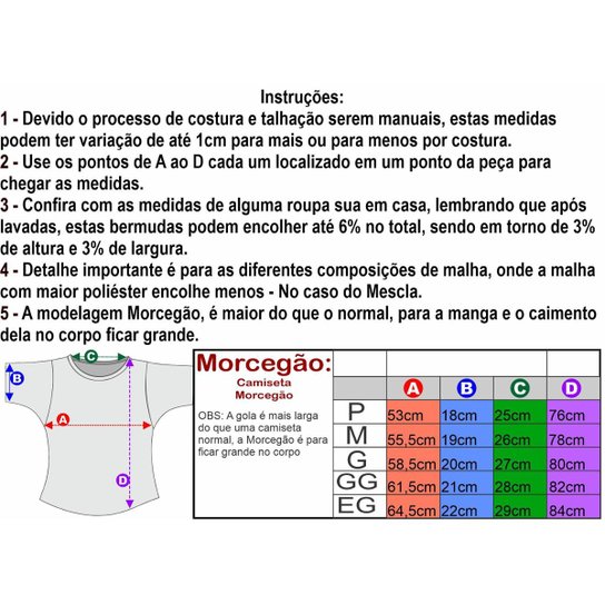 Kit 4 Camisetas Morcegão MXD Conceito Cores Lisa Sem Estampa Cor:;Tamanho:EG