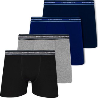 Kit 4 Cuecas Boxer Lupo Original Em Algodão Cueca Adulto Box Masculina Confortável 523