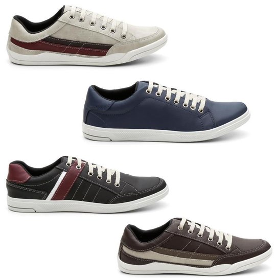 Kit 4 Sapatênis Style Masculino Cadarço Leve Confortável