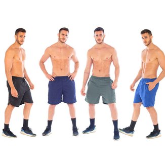 Kit 4 Short Masculino Academia Liso 3 Bolsos Original Cordão interno Tactel