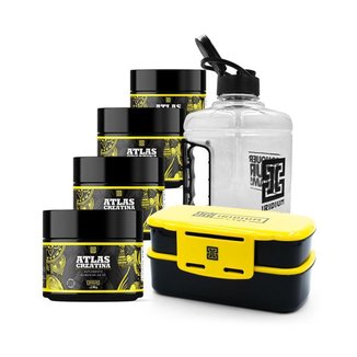 Kit 4x Creatina Atlas + Marmiteira + Galão 1,5L - Iridium Labs