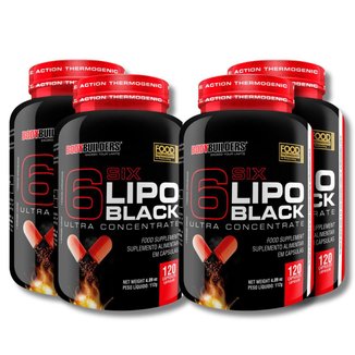 Kit 4x Termogênico 6 Six Lipo Black 120 Cáps - Bodybuilders