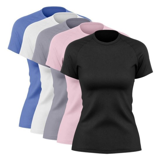 Kit 5 Blusas Feminina Dry Academia Camiseta Camisa Esporte