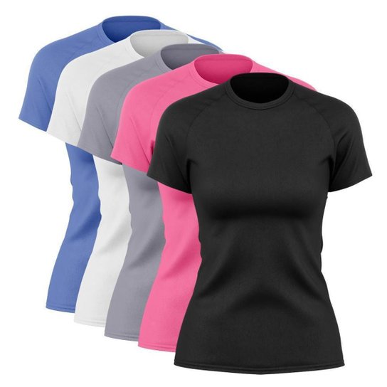 Kit 5 Blusas Feminina Dry Academia Camiseta Camisa Esporte