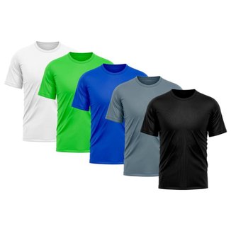 Kit 5 Camiseta Masculina Dry Proteção Solar UV Básica Lisa Treino Academia Camisa Camisetas