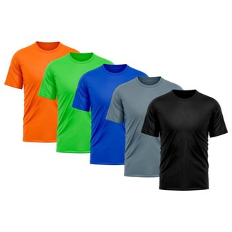 Kit 5 Camiseta Masculina Dry Proteção Solar UV Básica Lisa Treino Academia Camisa Camisetas