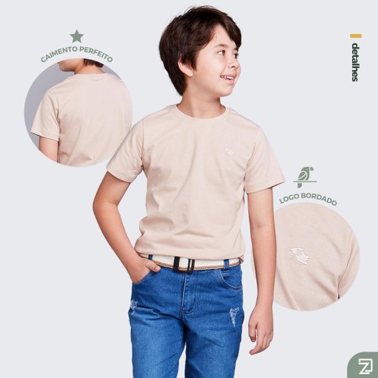 Kit 5 Camisetas Infantil Básica Manga Curta Algodão