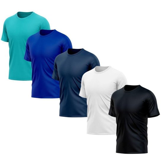 Kit 5 Camisetas Manga Curta Proteção Solar UV Piscina Praia