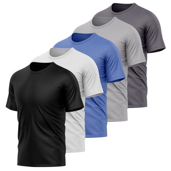Kit 5 Camisetas Masculina Dry Manga Curta Proteção UV Slim Fit Básica Academia Treino Fitness