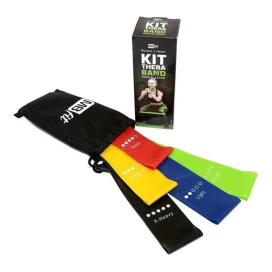 Kit 5 Mini Bands Funcional Faixa Elástica Thera Band MBFit
