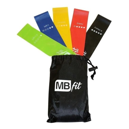 Kit 5 Mini Bands Funcional Faixa Elástica Thera Band MBFit