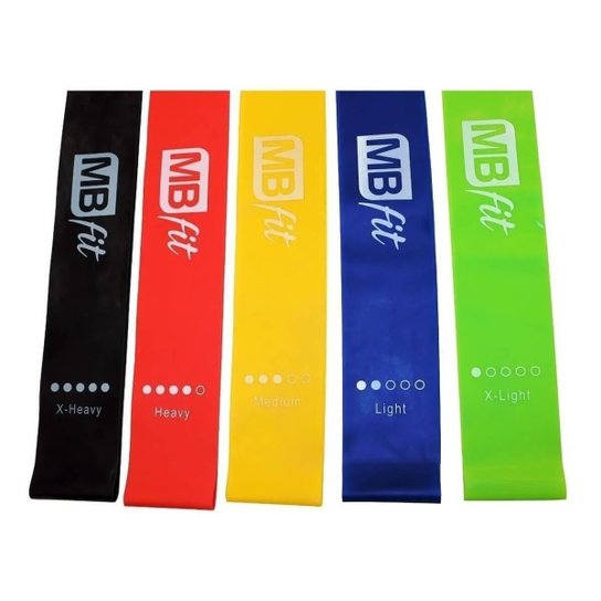 Kit 5 Mini Bands Funcional Faixa Elástica Thera Band MBFit