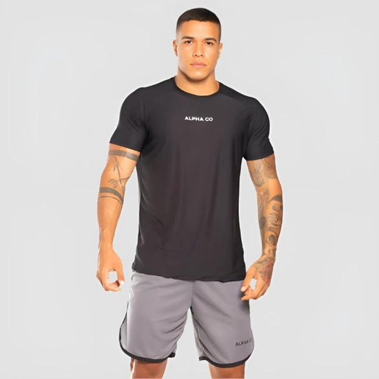 Kit 5 Peças All Black Dry 3 Camisetas e 2 Bermudas Alpha Co