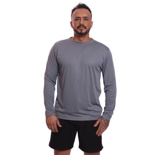 Kit 6 Camisetas Via Basic Manga Longa Dry UV Proteção Solar Masculina