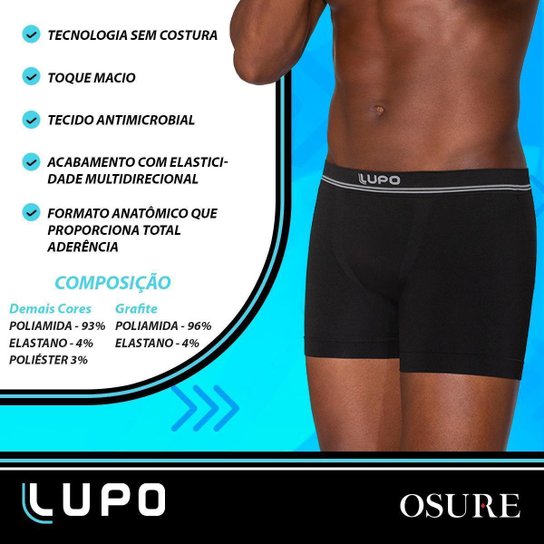 Kit 6 Cuecas Boxer Lupo Masculina Cueca Poliamida Sem Costura Box Original