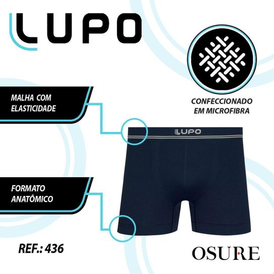 Kit 6 Cuecas Boxer Lupo Masculina Cueca Poliamida Sem Costura Box Original