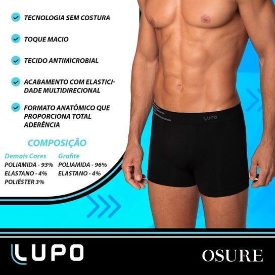 Kit 6 Cuecas Boxer Lupo Masculina Cueca Poliamida Sem Costura Box Original