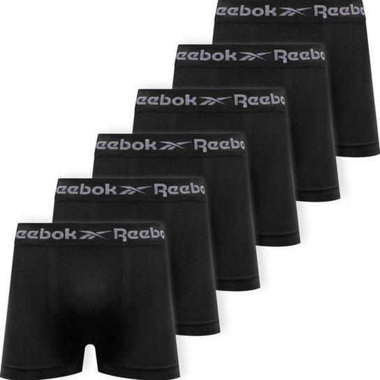 Kit 6 Cuecas Boxer Reebok Cueca Poliéster Masculina Box Sem Costura Original