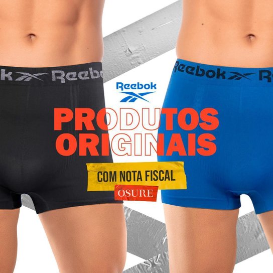 Kit 6 Cuecas Boxer Reebok Cueca Poliéster Masculina Box Sem Costura Original