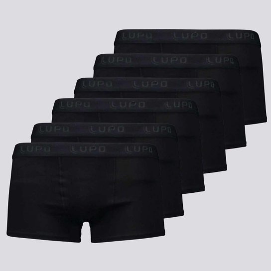 Kit 6 Cuecas Sunga Lupo Algodão Com Elastano Preta