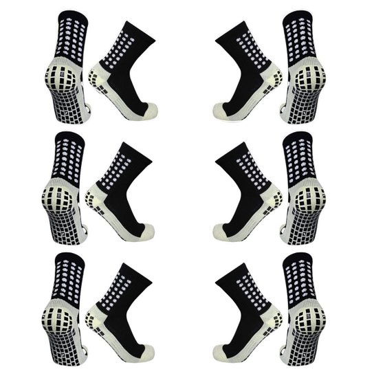 Kit 6 Pares de Meias Esportiva Antiderrapante Futebol Pro Socks Para Campo Para Chuteira