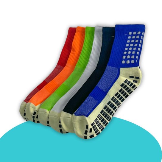 Kit 6 Pares de Meias Esportiva Antiderrapante Futebol Pro Socks Para Campo Para Chuteira