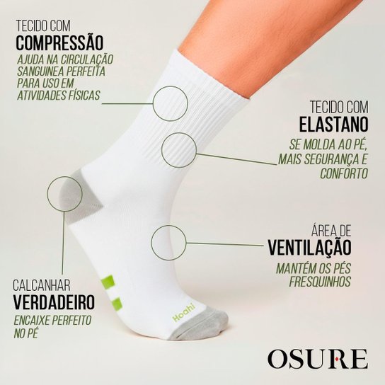 Kit 6 Pares Meias Cano Alto Longo 25cm Algodão Meia P/ Academia Esportiva Masculina Feminina Sport