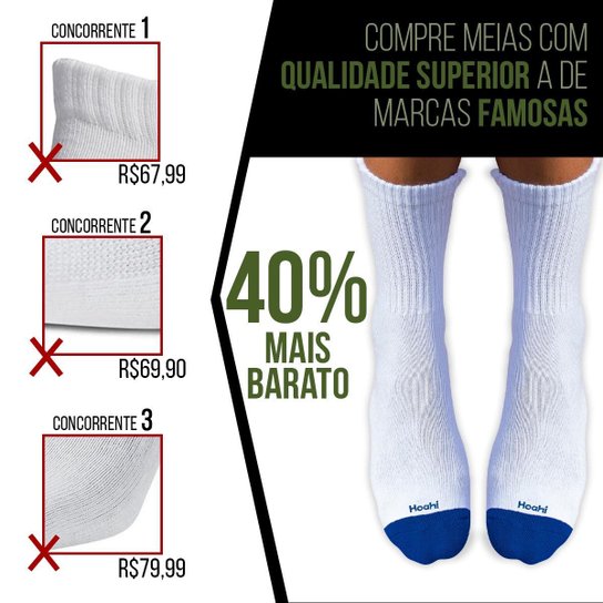 Kit 6 Pares Meias Cano Alto Longo 25cm Algodão Meia P/ Academia Esportiva Masculina Feminina Sport