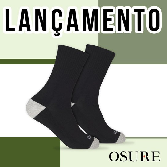 Kit 6 Pares Meias Cano Alto Longo 25cm Algodão Meia P/ Academia Esportiva Masculina Feminina Sport