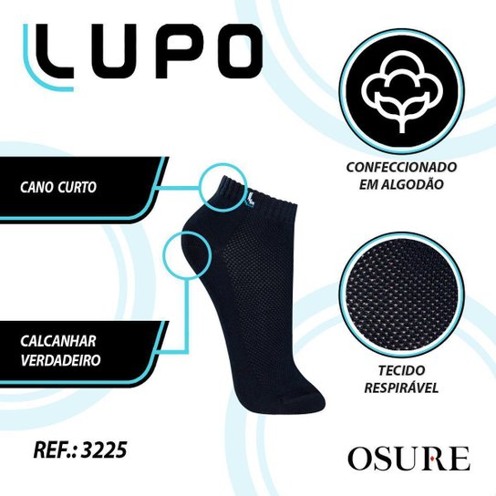Kit 6 Pares Meias Lupo Algodão Masculina Meia Feminina Cano Curto Baixo Soquete Original