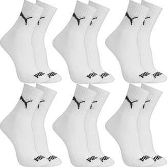 Kit 6 Pares Meias Puma Cano Médio Algodão Meia Atoalhada Adulto Masculino Feminino Original