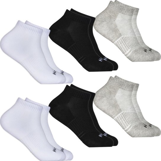 Kit 6 Pares Meias Soquete Algodão Masculina Feminina Cano Curto Baixo Sport Atacado