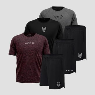 Kit 6 Peças Dry 3 Camisetas e 3 Bermudas Alpha Co