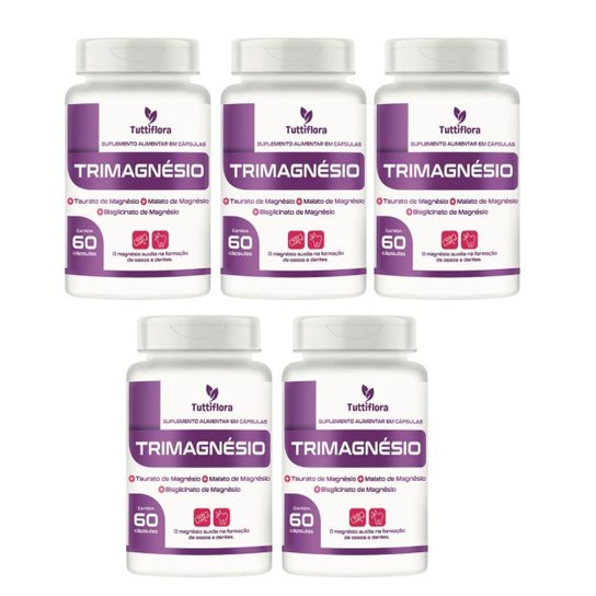 Kit 6x Tri Magnésio (Malato, Taurato, Bisglicinato) 60 Cápsulas Tuttiflora