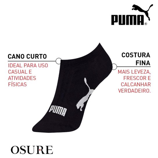 Kit 9 Pares Meias Puma Sapatilha Algodão Cano Baixo Meia Soquete Adulto Masculino Feminino Original