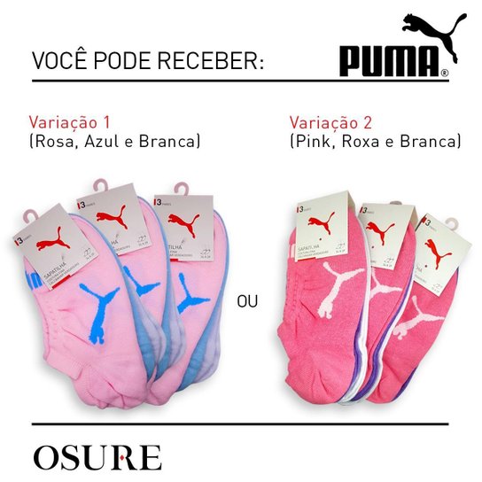 Kit 9 Pares Meias Puma Sapatilha Algodão Cano Baixo Meia Soquete Adulto Masculino Feminino Original