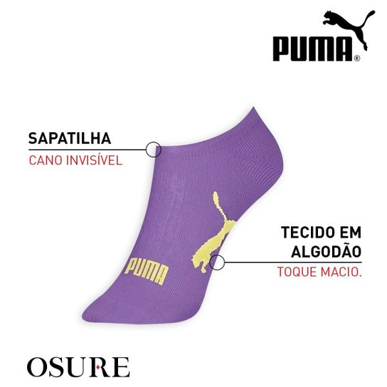 Kit 9 Pares Meias Puma Sapatilha Algodão Cano Baixo Meia Soquete Adulto Masculino Feminino Original