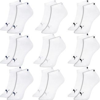 Kit 9 Pares Meias Puma Soquete Cano Curto Baixo Meia Esportiva Academia Algodão
