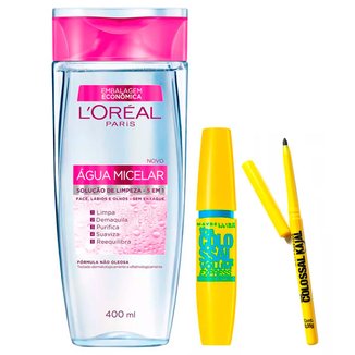 Kit Agua Micelar 5 em 1 + VolumExpress Colossal Glam WP + Lapis Colossal Kajal