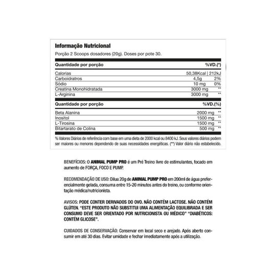 Kit Animal Pump Pré T. 600g + Animal Creatine 500g Universal