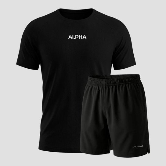 Kit Bermuda+Camiseta Dry Fitness Academia Alpha Co