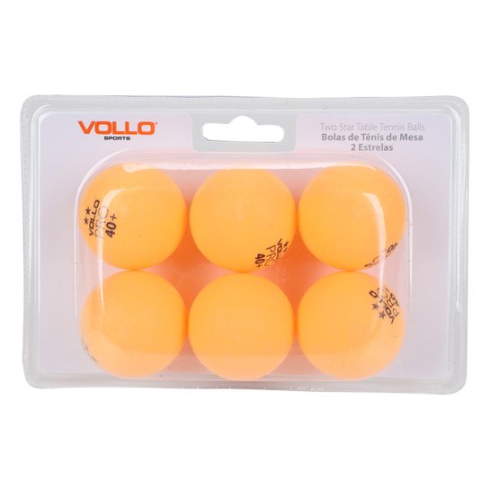 Kit Bola de Tênis de Mesa Vollo 2 Estrelas c/ 6 Unidades